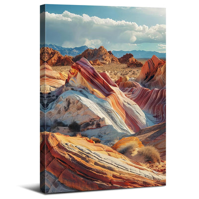 Vintage Nature Landscape Canvas Wall Art USA Valley of Fire State Park Nevada Scenery Pictures Wall Decor for Living Room Rock Mountain Posters Artwork Modern Aesthetic Bedroom Home Decoration 12x16”