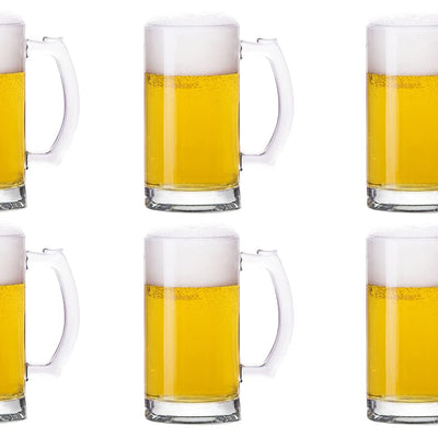 TUSAPAM Heavy Beer Mugs Set 16oz Glass Mugs With Handle Beer Glasses For Freezer 500ml Beer Drinking Glasses Traditional Stein For Bar Alcohol BeveragesCoffee Teas Set of 6