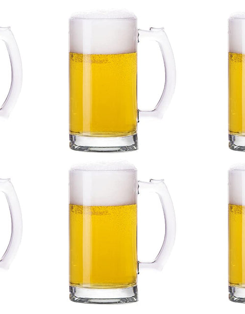 Load image into Gallery viewer, TUSAPAM Heavy Beer Mugs Set 16oz Glass Mugs With Handle Beer Glasses For Freezer 500ml Beer Drinking Glasses Traditional Stein For Bar Alcohol BeveragesCoffee Teas Set of 6
