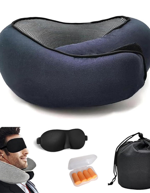 Cargar imagen en el visor de la galería, Almohadas de Viaje para el Cuello para Aviones 2025 Nueva Almohada de Viaje para el Cuello Almohada de Viaje de Espuma Viscoelástica para Avión Almohada Suave para el Cuello para Aviones Oficinas y Coches (Azul Oscuro)
