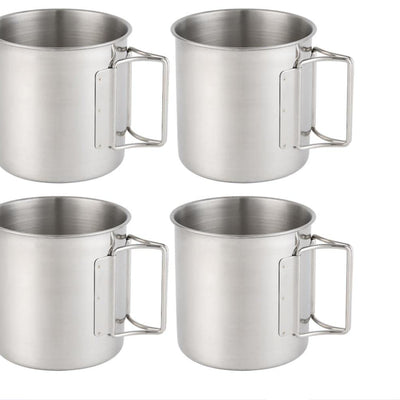 Falafale Tasses de Camping en Acier Inoxydable, Tasse à Boire d'Extérieur, Tasse de Pique-nique avec Poignée Pliable, Idéal pour le Pique-nique, la Randonnée, le Camping et les Activités de Plein Air, Lot de 4, 660 ml