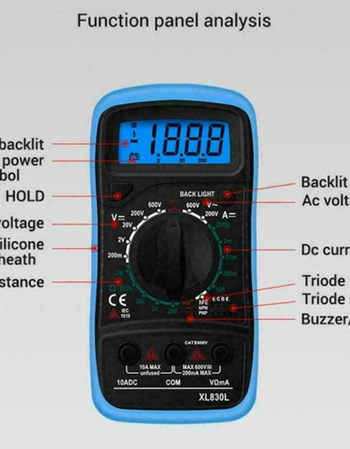 Load image into Gallery viewer, Digital Multimeter AC DC Voltmeter Ammeter Ohmmeter Volt Tester Meter XL830L USA
