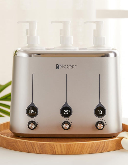 Load image into Gallery viewer, Master Massage Gen-II 3-bottles Oil Warmer for Massage Therapy &amp; Personal Use- Quick Oil &amp; Lotion Warmer Heats up to 140°F- Sleek Modern Design- Available with 1 or 3 Bottles
