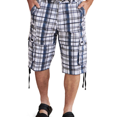 JAWERU Cargo Shorts for Men Multi Pockets Mens Shorts Below Knee Casual Hiking Summer ShortsBreton Stripes 40