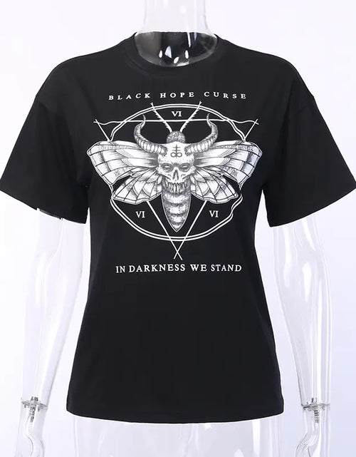 Load image into Gallery viewer, Gothic Couple T-Shirts with Demon Letter Print
