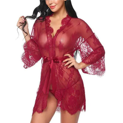 Nouvel ensemble de lingerie sexy en dentelle kimono pour femmes