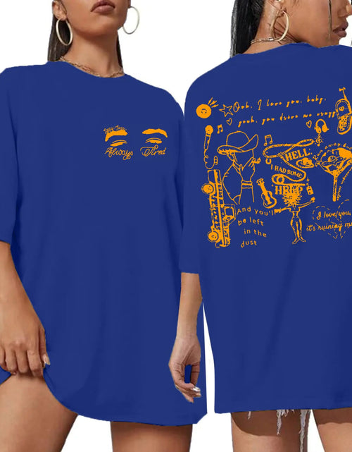 Load image into Gallery viewer, Country Music Shirt Women Oversized Music Lover Shirt T-Shirts Concert Fan Tee Tops Blue
