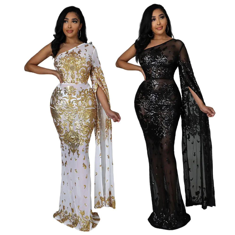 European American Beaded Women's Long Dresses for Events