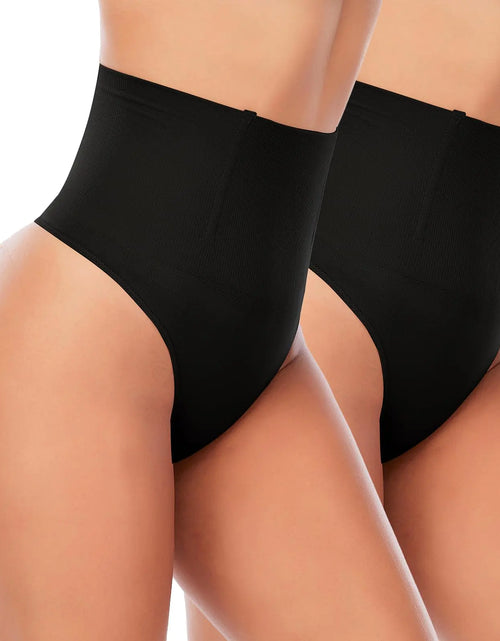 Load image into Gallery viewer, Womens Thong Shapewear Mid to High Waisted Shaper Thong WN0017(01#A Black+Black(2 pic)XX-Large)

