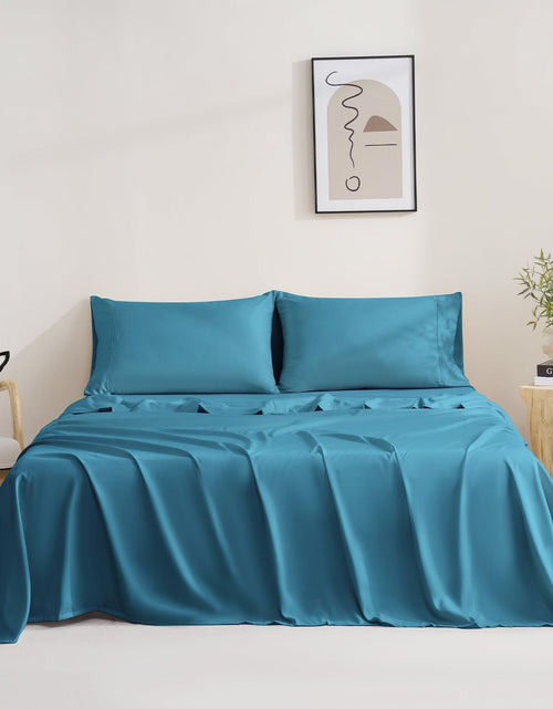 Load image into Gallery viewer, MCO Bedding Twin Bed Sheets Set - Soft Bed Sheets - Cooling Breathable Bedding Set with 16" Deep Pocket (3 Pieces Twin Peacock Blue)
