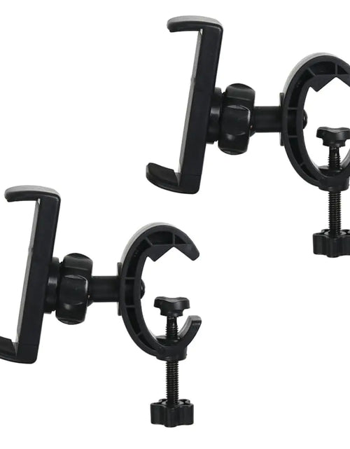 Cargar imagen en el visor de la galería, ThtRht 2 Pack Mic Stand Phone Holder Pole Mount Clamp Cellphone Bracket Clip Rotating Arm Bar Attachment for Microphone Music Stands Selfie Ring Light Tripod Drum Rack Guitar Player
