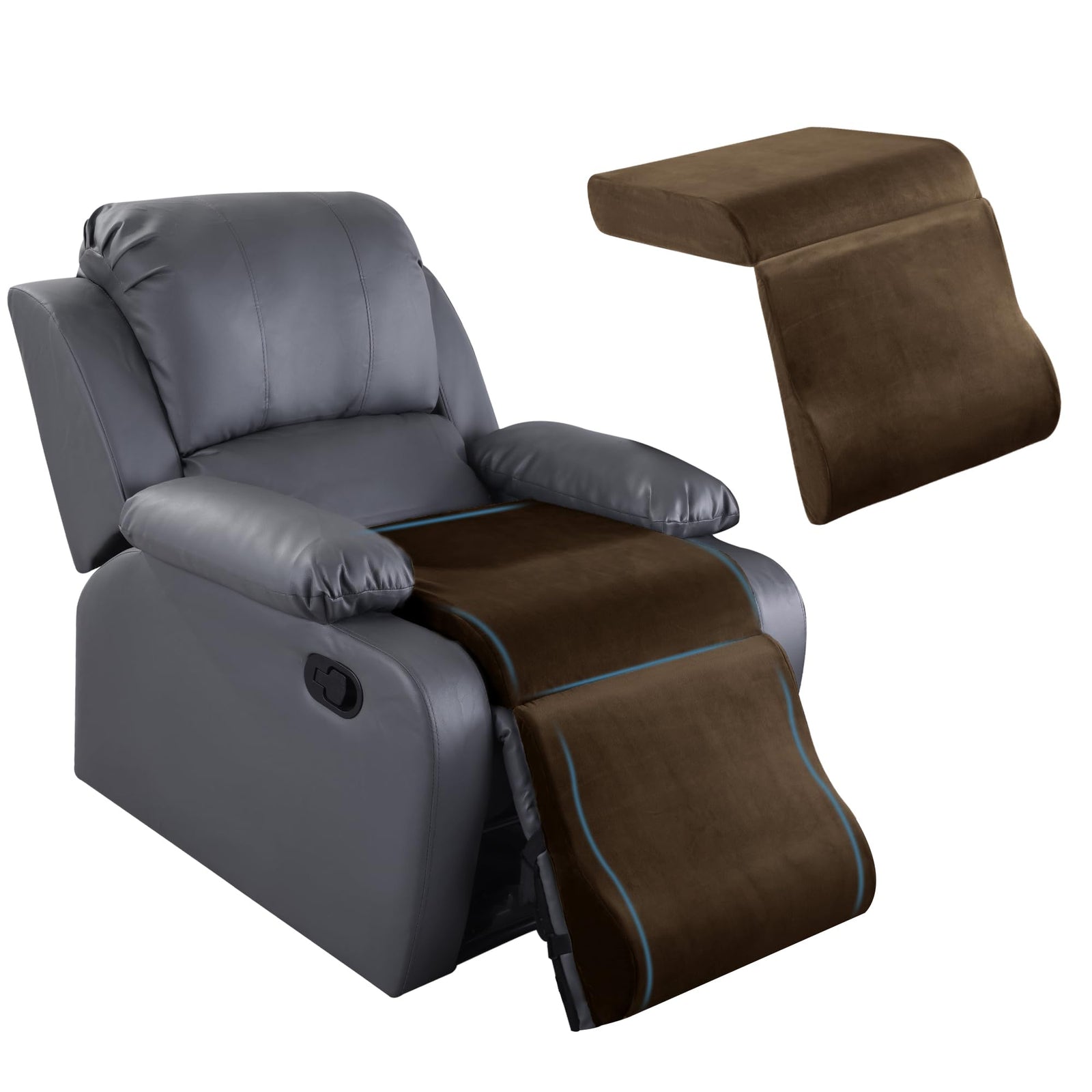 HOMBYS Memory Foam Recliner Cushion with Leg Pillow for Elderly Large Square Seat Cushion Wave Shape Footrest Extender for Armchairs Couch Thick & Supportive Non-Slip Design