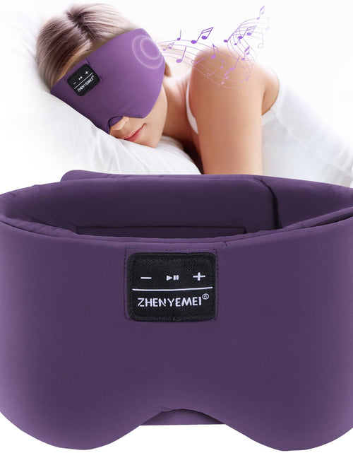 Cargar imagen en el visor de la galería, ZHENYEMEI Sleep Mask with Bluetooth Headphones Blackout Sleep Headphones for Side Sleepers Ultra-Thin Bluetooth 5.4 Stereo Speaker Eye Mask for Travel Meditation Cool Gadgets (Purple)
