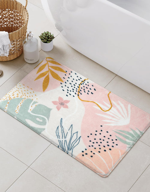 Charger l'image dans la visionneuse de galerie, Uphome Bath Mats for Bathroom Abstract Plant Pink Boho Bathroom Rugs Soft Velvet Non Slip Washable Bathroom Mat Aesthetic Art Design Bath Rugs for Bathroom Sink Tub Shower 20x32 inch

