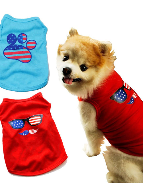Load image into Gallery viewer, Pack of 2 Happy 4th of July Dog ShirtMemorial Day Dog Outfit Puppy Shirt Pet Vest Tank Top Cat Tee Patriotic Dog Clothes for Small Dogs Cat Apparel (X-Small 4th of July+USA)
