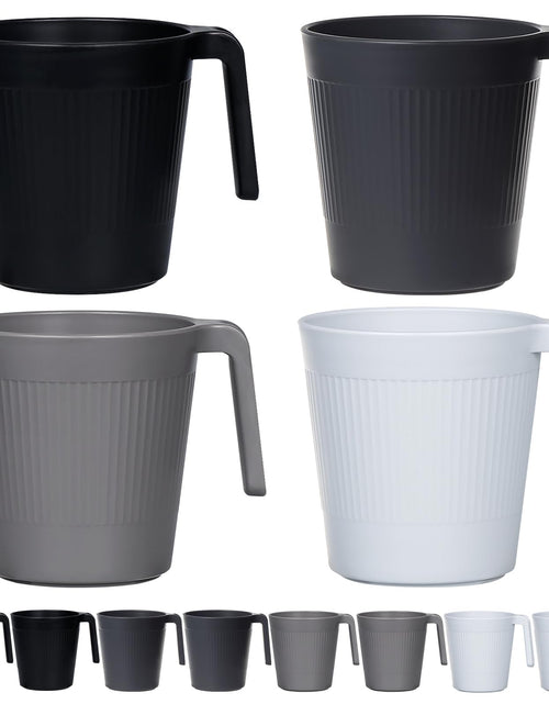 Cargar imagen en el visor de la galería, Juego de 8 tazas de café de plástico Greentainer de 500 ml, tazas de café irrompibles con asa, tazas reutilizables para camping/dormitorio/RV para niños/adultos
