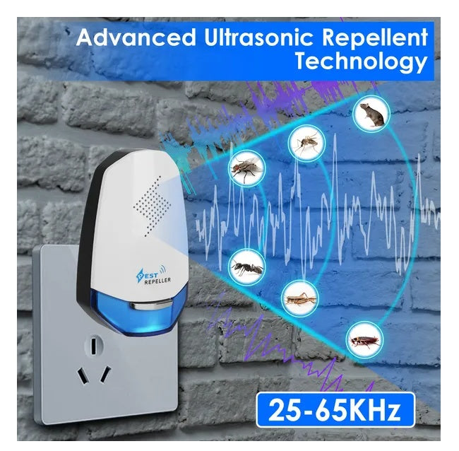 2 Pack Ultrasonic Pest Repeller With Night Light Plug In Pest Mice Repellent Indoor Roach Bed Bug Mouse Rodent Mosquito Killer For Bedroom Garage Warehouse Office