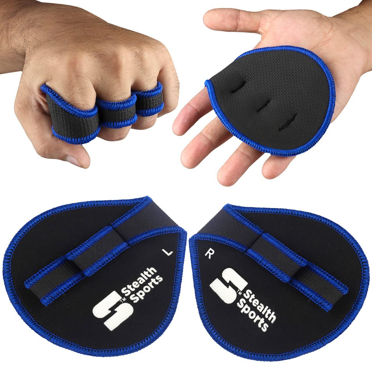 Stealth Sports Weight Lifting Gym Grip Pads Non-Slip Neoprene Pull Up Bar Pads Substitute of Workout Gloves Prevents Callus Tears–Calisthenics Fitness Weightlifting Grip Gloves (3 Loop)