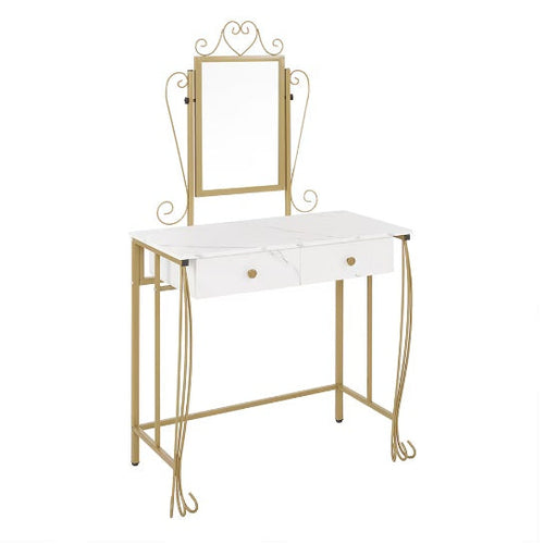 Charger l'image dans la visionneuse de galerie, Vanity Table Set With Mirror &amp; Stool,White Makeup Dressing Desk With Drawers For Girls,Women,Bedroom
