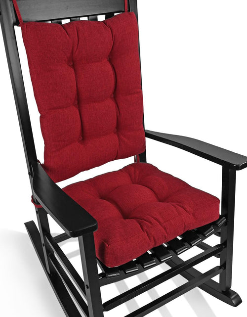 Load image into Gallery viewer, BUYUE Chair Cushion Set for Rocking Chair Back Pillow &amp; Seat Cushion with Ties Original Woven Fabric Non-Slip Chair Pads for Elderly Sitting Red

