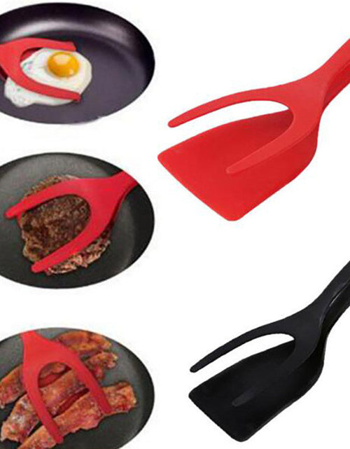 Cargar imagen en el visor de la galería, Pinzas 2 en 1 para sujetar y voltear huevos, pinzas para espátula, pinzas para panqueques, huevo frito, tostadas francesas, tortilla, accesorios de cocina invertidos
