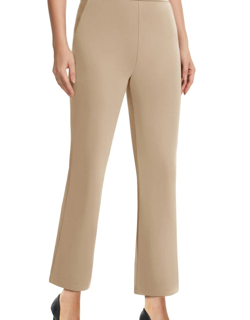 Cargar imagen en el visor de la galería, AFITNE Pantalones de vestir de yoga para mujer, de talle alto, elásticos, para trabajar, de pierna recta, sin cierre, estilo casual de negocios, capri, con bolsillos, cómodos, formales, hasta el tobillo, color caqui claro, 29 pulgadas XS
