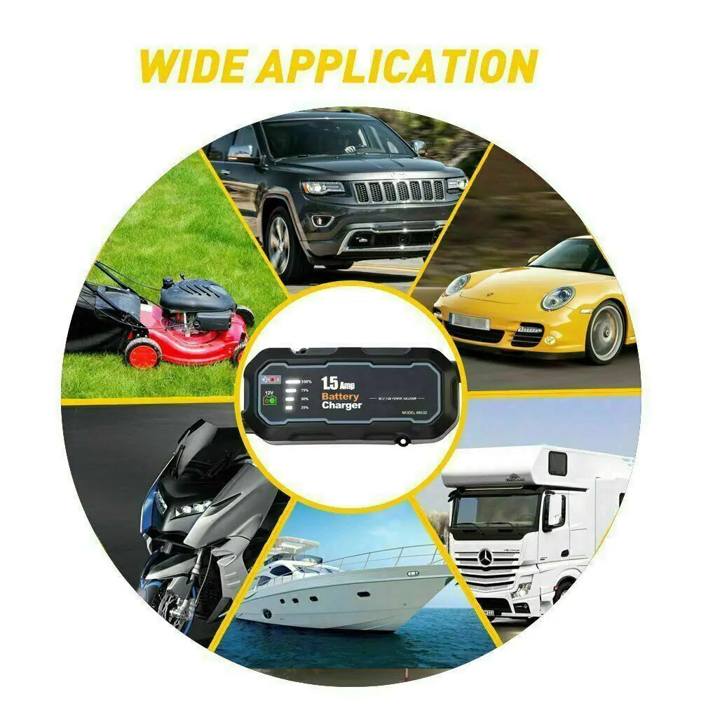 Cargador automático e inteligente de batería de 1500 mAh de 12 V portátil para coche, mantenedor de carga lenta