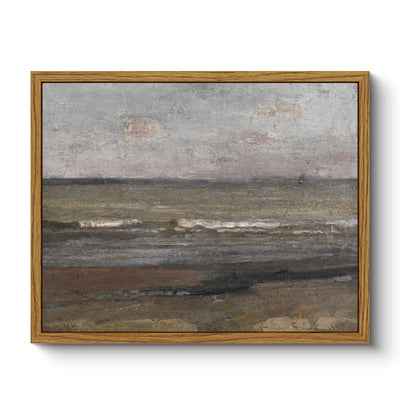 ARPEOTCY Vintage Framed Canvas Wall Decor Minimal Abstract Grey Seascape Landscape Pictures Wall Art for Living Room Oil Paintings for Bathroom Bedroom Office Desktop Shelf Decor 8x10 inch