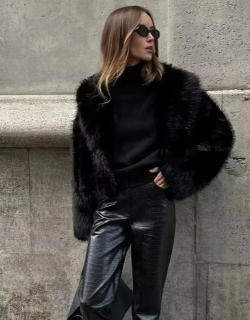 Load image into Gallery viewer, Artificial Fur Effect Collar Jacket
