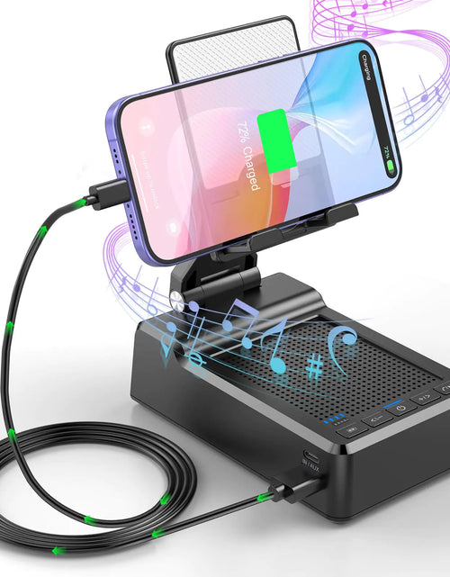 Cargar imagen en el visor de la galería, Regalos para mamá, mujeres, hombres, papá, soporte plegable ajustable para teléfono celular con altavoz Bluetooth inalámbrico y cargador portátil, soporte para teléfono celular, regalos de cumpleaños únicos, dispositivo genial para ella, marido, él, novio
