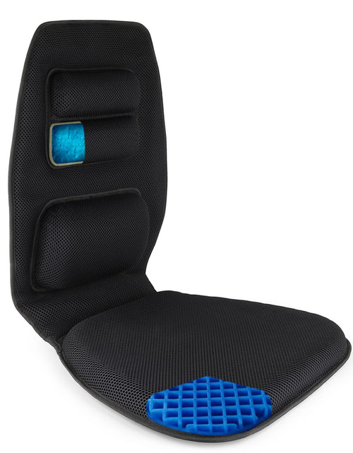 Load image into Gallery viewer, FOMI Premium Gel Cushion and Firm Back Support | Seat Cushion Pad and Upper Lower Thoracic and Lumbar Pillow for Car Office Chair | Pressure Sore Coccyx Pain Relief | Posture Aid (Grid Gel)
