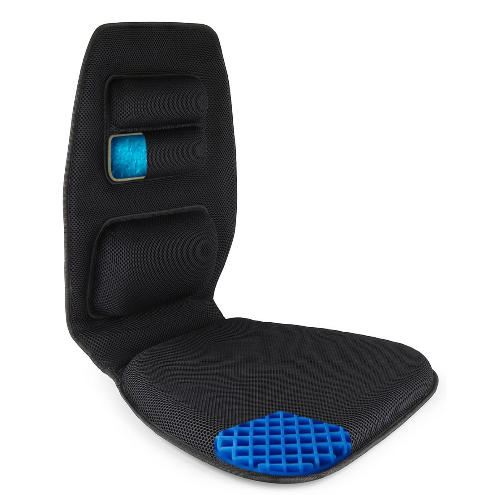 FOMI Premium Gel Cushion and Firm Back Support | Seat Cushion Pad and Upper Lower Thoracic and Lumbar Pillow for Car Office Chair | Pressure Sore Coccyx Pain Relief | Posture Aid (Grid Gel)
