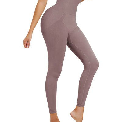 Nebility Shapewear Tummy Control High Waisted Body Shaper for Women Thigh Slimmer Butt Lifting Shapewear (Purple BrownL)