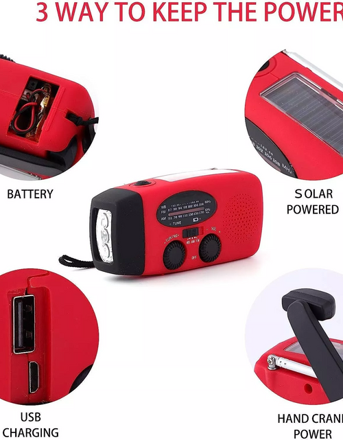 Load image into Gallery viewer, Emergency  Radio Crank Solar Hand Weather 1000mAh Power Bank Charger Flash Light
