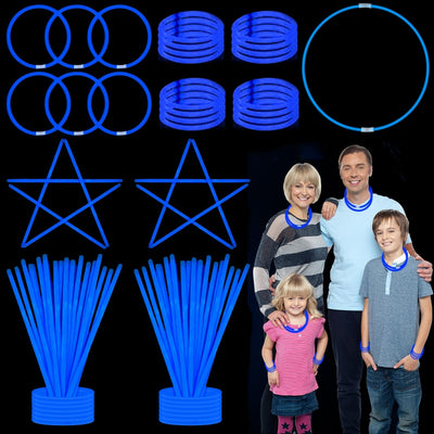 UURM 75 Glow Sticks Bracelets and Necklaces 8 Glowsticks Bulk Pack Bright Glow in the Dark Party Supplies for Kids (Blue)