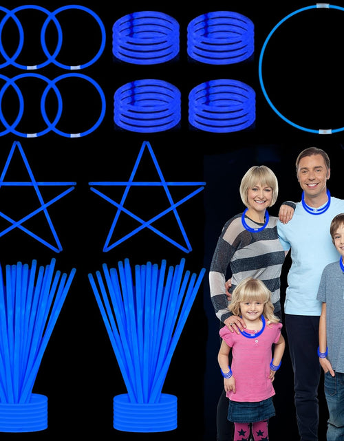 Load image into Gallery viewer, UURM 75 Glow Sticks Bracelets and Necklaces 8 Glowsticks Bulk Pack Bright Glow in the Dark Party Supplies for Kids (Blue)
