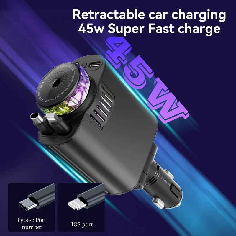 Cargador de teléfono para coche con luz morada multifuncional