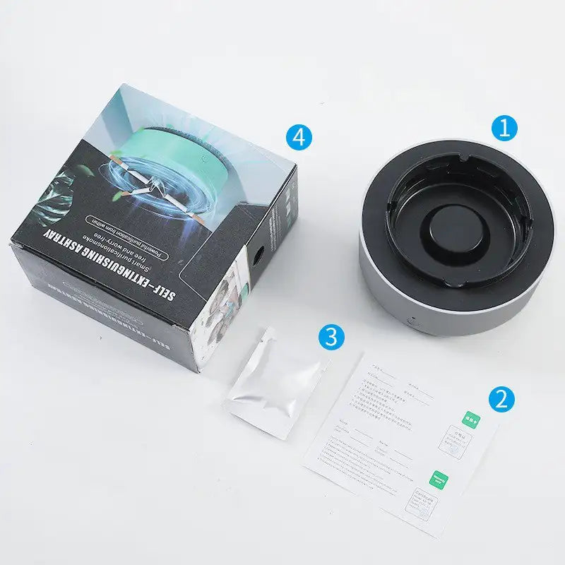 Cenicero con purificación de aire y eliminación de humo, purificación aniónica, práctico purificador automático, cenicero portátil para coche
