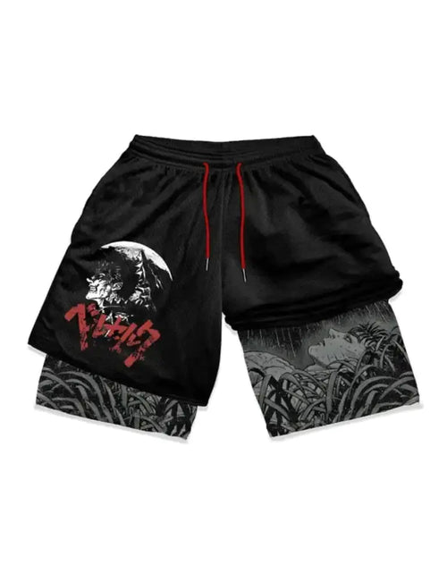 Load image into Gallery viewer, Anime Berserk 2-in-1 Men&#39;s Gym Shorts with 3D Print
