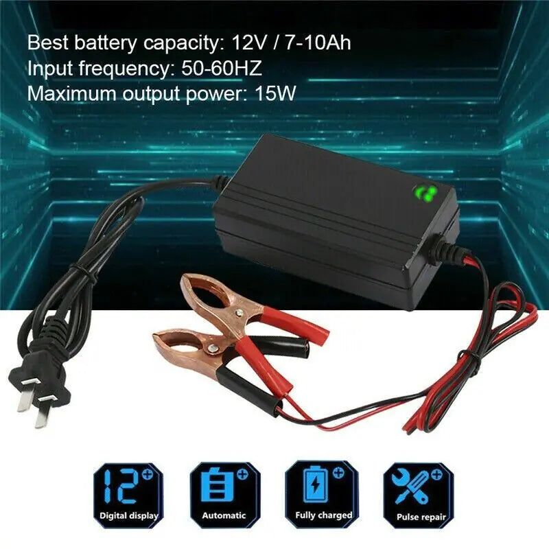 Cargador de batería portátil de 12V para auto, camión, mantenedor de goteo, barco, motocicleta