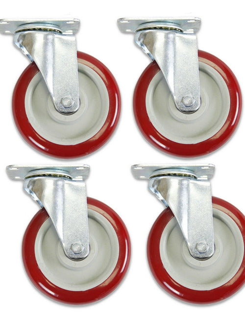 Load image into Gallery viewer, 4 Pack 5 Inch Caster Wheels Swivel Plate Polyurethane Wheels Heavy Duty Wheels
