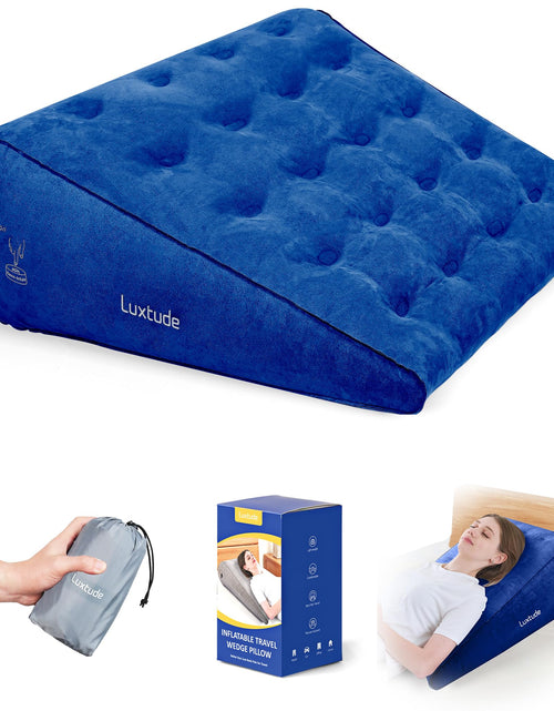 Load image into Gallery viewer, Luxtude Inflatable Wedge Pillow for Sleep Apnea Travel Wedge Pillow for Back Pain Relief Knee Leg Elevation Pillow Inflatable Bed Wedge Pillow for Sleeping Back Support Pillow for Sitting Up
