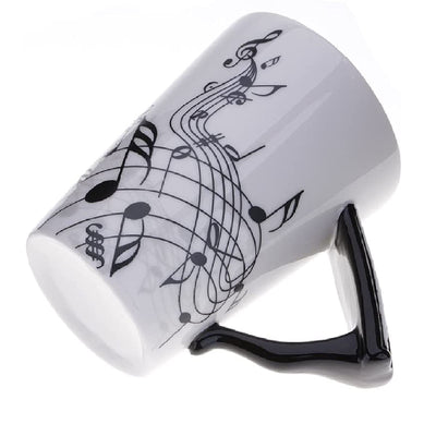 Somswcpass 13.5 Oz Music Notes Pattern Ceramic Coffee Mug with 3D Handle Drink Water Tea Cocoa Cup Novelty Music Note Mugs for Music Teachers Birthday Gift (Black Piano)