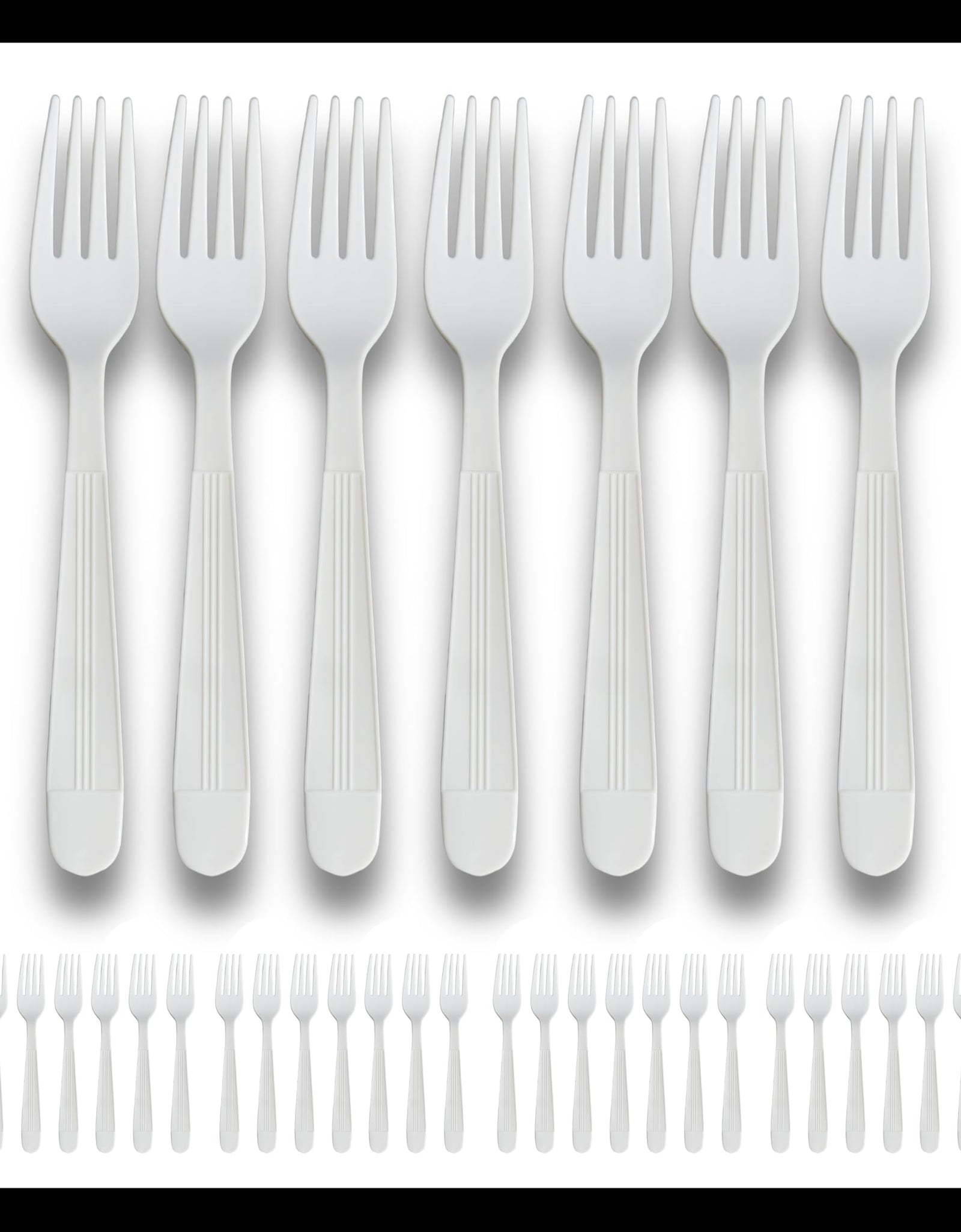 Pokanic Plastic Utensils Fork Individual packaging Silverware Bulk Pack Disposable Cutlery Party Supply Heavy Duty Fork (125 White - Fork)