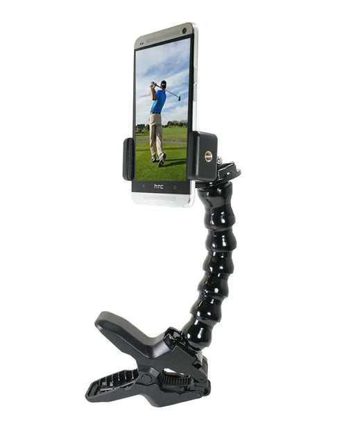 Load image into Gallery viewer, Golf Gadgets® - Swing Recording System | Large Device Holder (PHABLET) with Jaws Clamp &amp; Gooseneck Mount. Compatible Large Devices Like iPhone 6/7 Plus Samsung Galaxy Note etc.
