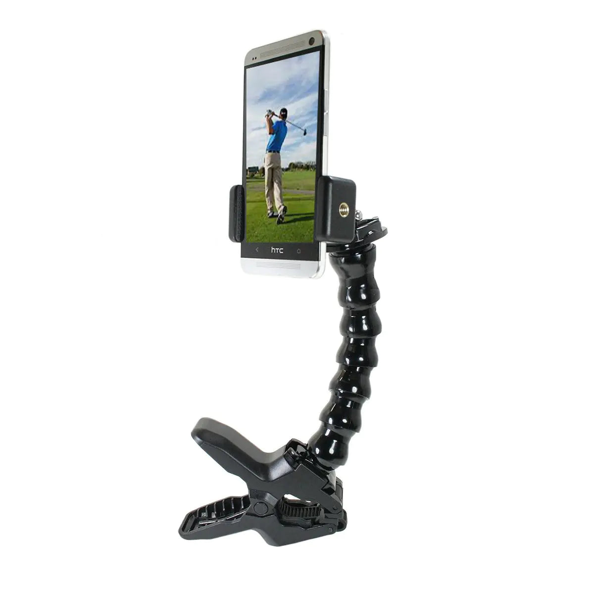 Golf Gadgets® - Swing Recording System | Large Device Holder (PHABLET) with Jaws Clamp & Gooseneck Mount. Compatible Large Devices Like iPhone 6/7 Plus Samsung Galaxy Note etc.