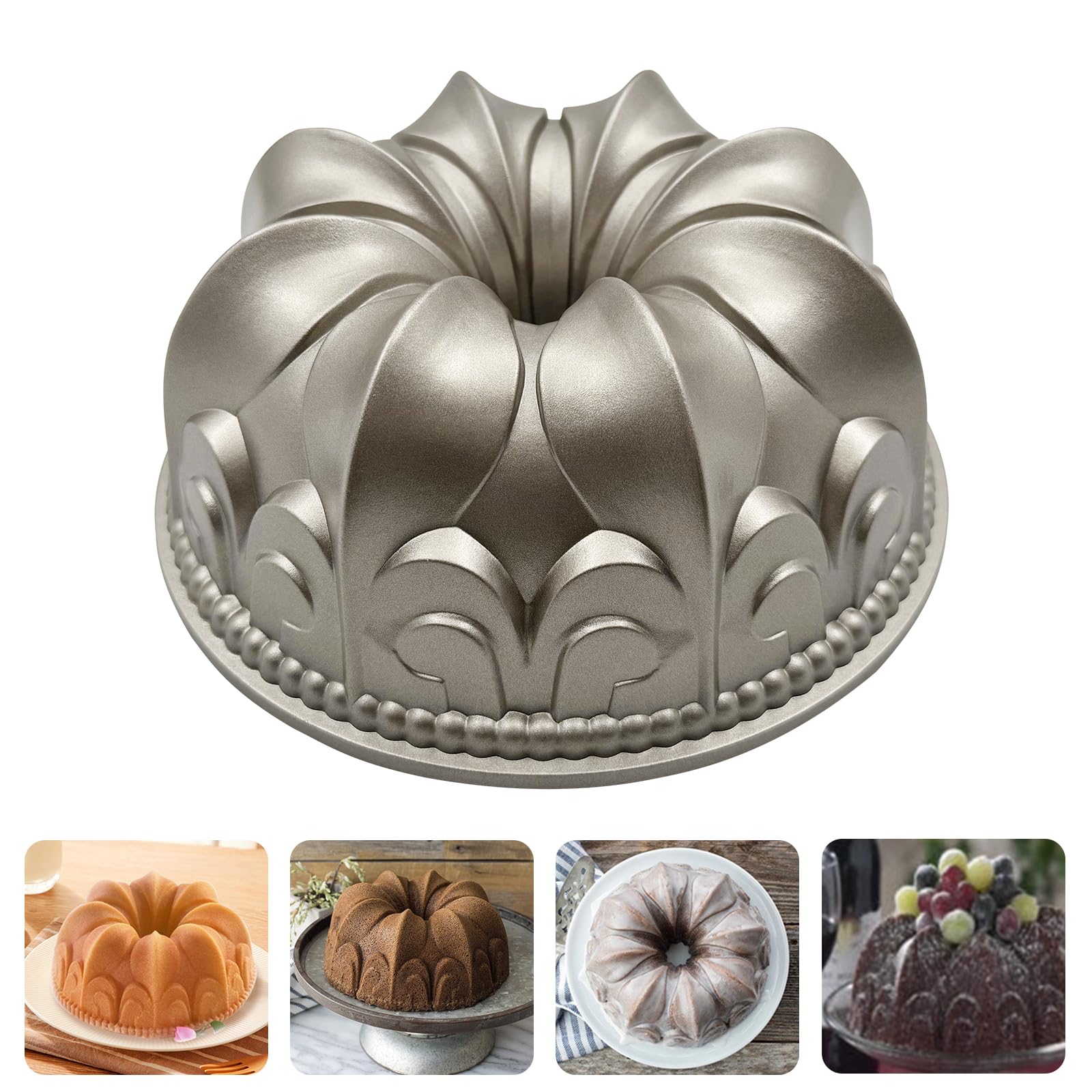 WBJKZJD Charlotte Cake Mold Aluminium Kitchen Accessories Decoration Round Christmas Wedding Family 3D Charlotte Cake Pan (Lily flower shape)