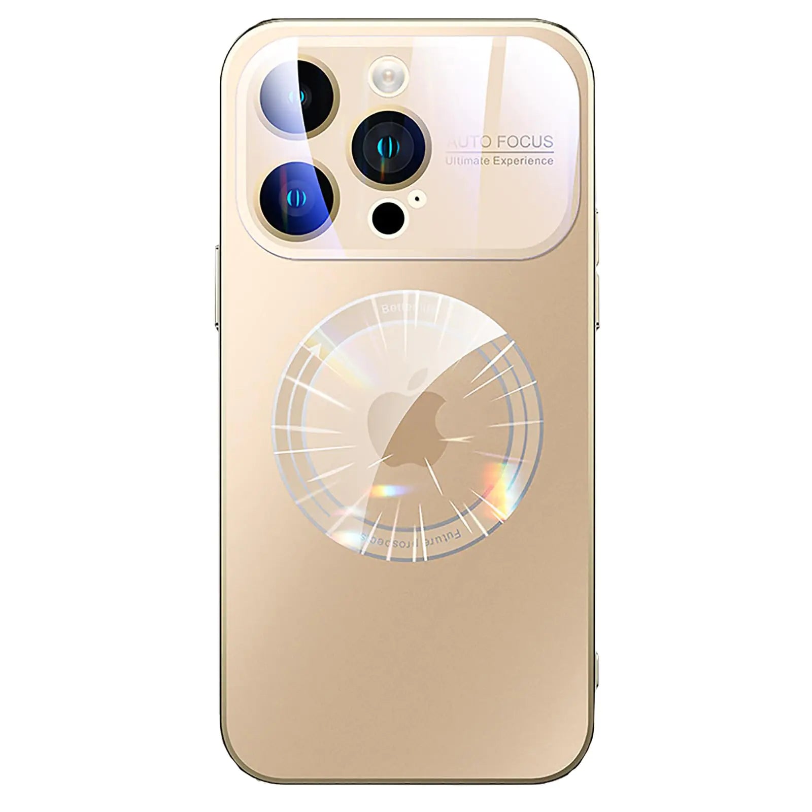 Funda SHERAF para iPhone 15 Pro Max, protector de lente de vidrio para cámara con vista de logotipo, compatible con Magsafe, carcasas transparentes magnéticas rígidas (iPhone 14 Pro Max dorado)