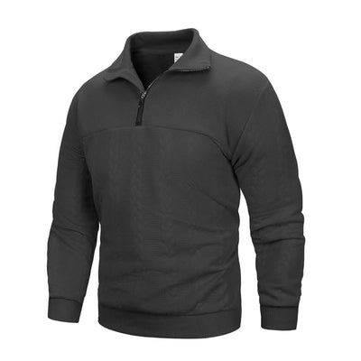 MANLUODANNI Mens Quarter Zip Sweater Lightweight Knitted Mock Neck Quilted Pullover Sweaters Long Sleeve Casual Jumper Black-XL