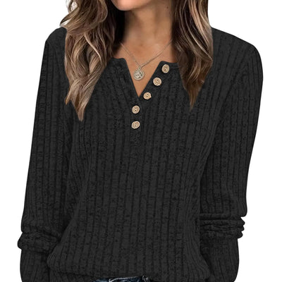 MISFAY Suéteres de Mujer Cuello Redondo Manga Larga Blusas Sueltas Casuales de Otoño (NegroS)